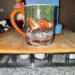 Wild Horse Ceramic Mug with Brown Handle